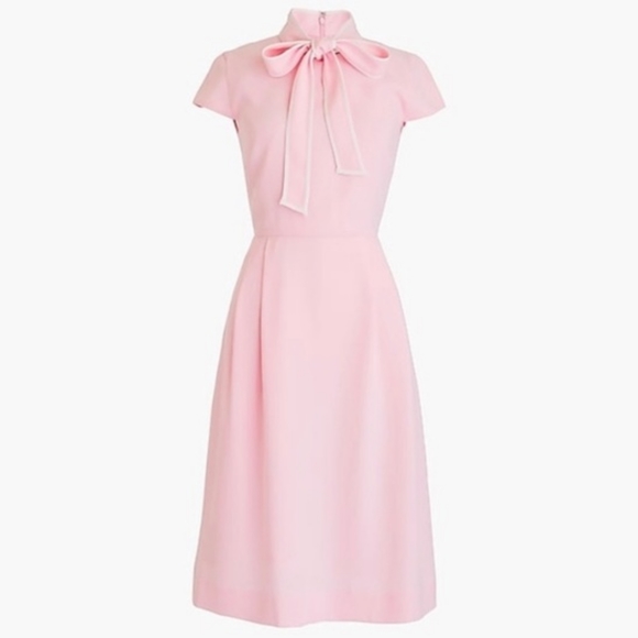 J. Crew Tie-neck dress in 365 crepe, Pink, Size: TALL 4. - Picture 4 of 4